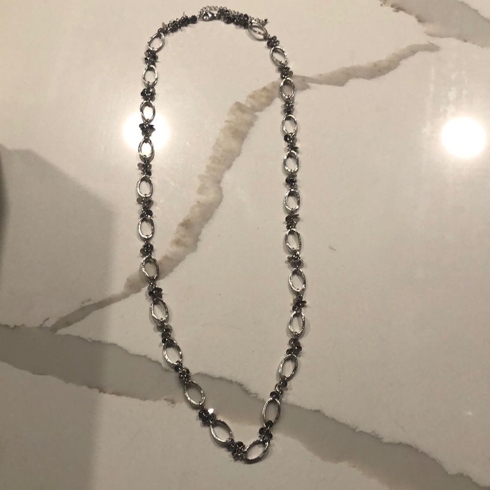 Silver 17” necklace.